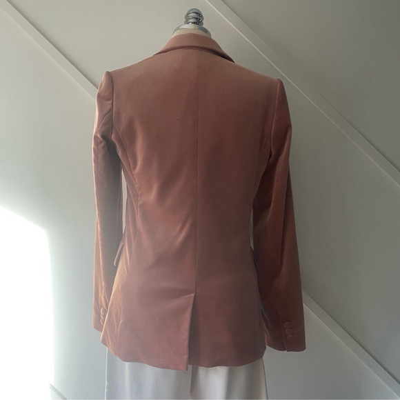Frame Single Breast Lined Velvet Blazer Notch Lapel Pockets Old Rose - 0 - Picture 4 of 14